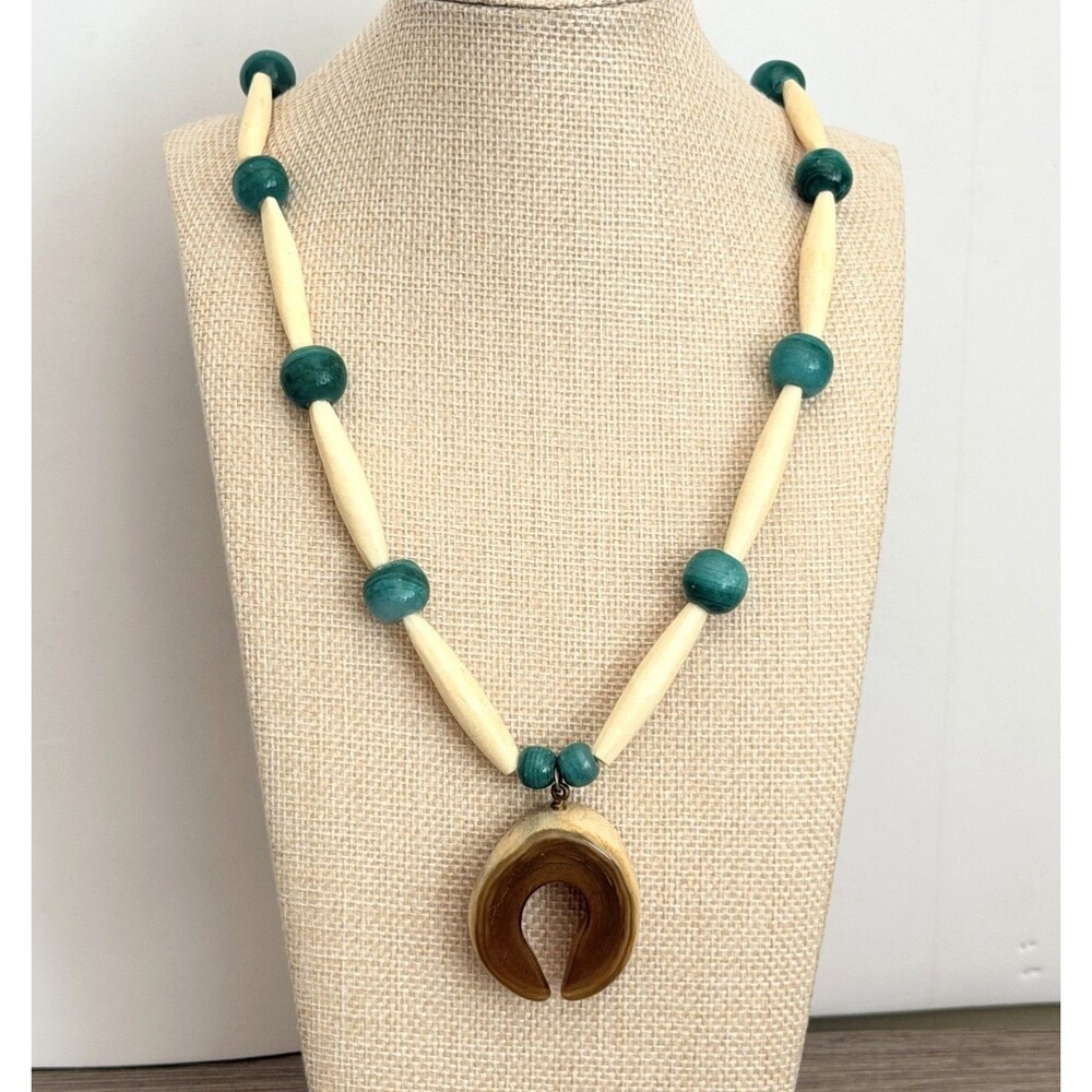 Vintage Boho Tribal Horseshoe Pendant Statement Necklace Unique vintage